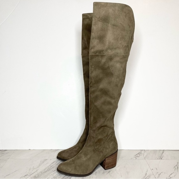 BP Luke Gray / Green Faux Suede Over The Knee Boot 8 1/2